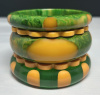 SZ68 Shultz green and yellow bakelite bangles